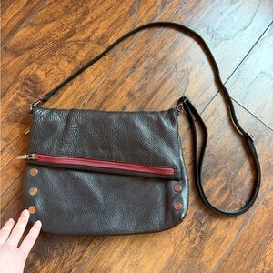 Hammitt Los Angeles VIP Large Crossbody Black Gunmetal Grommets Red Zipper